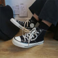 Twilight EVENSTAR Classic Student Black High-Top Round Label Canvas Shoes for Women.