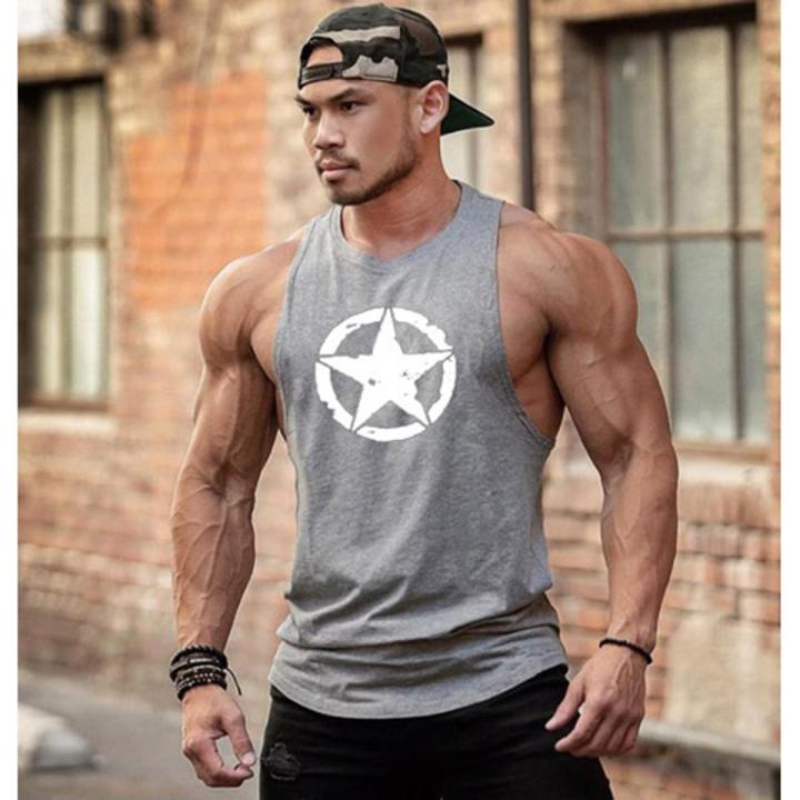 GYM New fashion cotton sleeveless shirts tatop men Fitness shirt