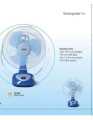 CLICK Rechargeable Table Fan-14'' Blue With USB Charging System.