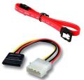 SATA III (Sata 3) Cable with Locking Latch + 4 Pin Molex to 15 Pin Power Cable Combo | (Pack of 1+1). 
