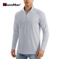 MAGCOMSEN UPF50 Men's T-shirt UV Sun Protection Long Sleeve Hiking Fishing Shirts Quick Dry 1/4 Zip Summer Pullover Workout Tops.