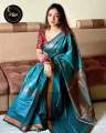 Elegant Design Soft Silk Sea Green Color Katan Saree For Women With Tarcel In Achol Side. 