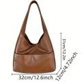 Women Hobo Bag Simple PU Leather Solid Shoulder Bag 2023 Fashion Large Capacity Handbag For School Work.