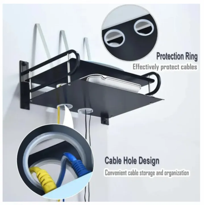 2-Layer%20Wall%20Mount%20WiFi%20Router%20Stand%20%E2%80%93%20Metal%20Shelf%20for%20TV%20Box%20&%20Remotes,%20Black%20-%20Image%202