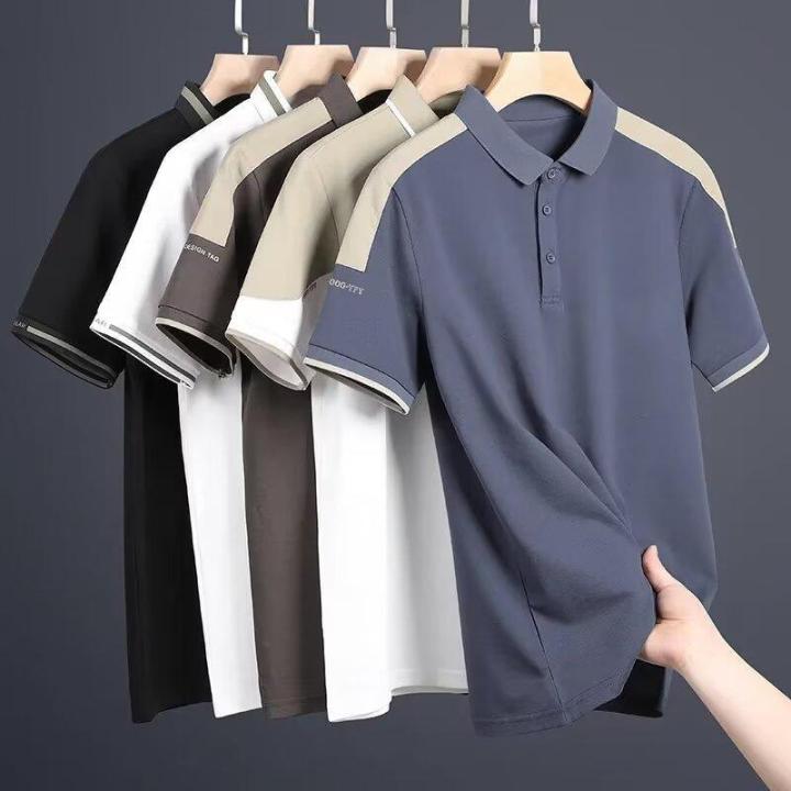 Summer New Solid Color Loose Short-sleeved Polo Shirt Men's All-match Light Mature Style Casual All-match Fashionable Lapel Top