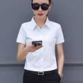 Women's Short-Sleeved Cotton Shirt2023New Korean Style Slim Fit All-Matching Work Clothes Summer Professional Top Shirt.