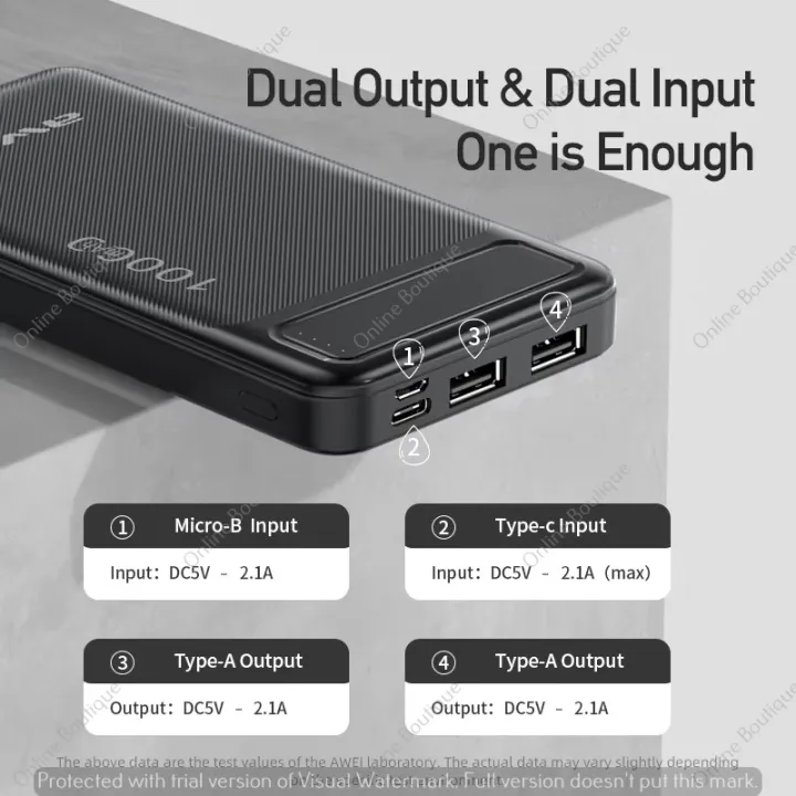 AWEI%20P5K%20Portable%20Power%20Bank%2010000mAh%20Power%20bank%20Dual%20USB%20A%20Type%20c%20Micro%20Dual%20input%20Fast%20Charge%20-%20Image%205