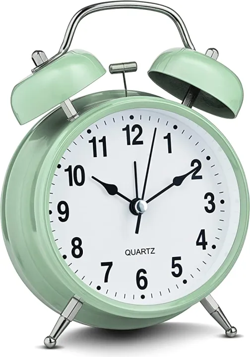 Bernhard%20Products%20Analog%20Alarm%20Clock%204"%20Twin%20Bell%20Green%20Silent%20Non-Ticking%20Quartz%20Battery%20Operated%20Extra%20Loud%20with%20Backlight%20for%20Bedside%20Table%20Vintage%20Retro%20Style,%20Decorative%20Desk%20Clocks%20(Pistachio)%20-%20Image%202