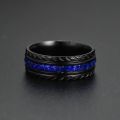 SHOUMAN Black 8mm Wheel Shape Luxury Blue Zircon Titanium Steel Wedding Band Ring for Men Women Lover Wedding Charm Jewelry BruberryBe.
