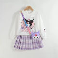 Girls kulomi sweatshirt set spring and autumn new children's foreign air fried street two-piece set of baby girls fashionable autumn clothes. 