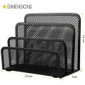 2pcs/set Black Metal Mesh Office Desk Organizer Set File Tray Three Column File Rack. 