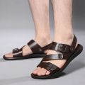Fashion Comfortable Men's Sandals Solid Color Open Toe Mens Leather Sandals 2023 New Slippers Beach for Male Leather Footwear. 