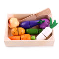 Toddler Simulation Kitchen Pretend Toy Wooden Play Food Cutting Magnetic Fruit Vegetable Set Montessori Educational Children Kid. 