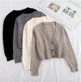 Autumn Winter Short High Waist Solid Color Sweater Women Single-breasted Knit Cardigan Small Sweter Women Jacket New Top Femme. 
