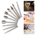 10 Types Milling Rotary File Burrs Bit Set For Wood Carving Rasps Router Grinding Head Bits (10 Pieces). 