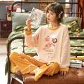 Pajama Sets Women Kawaii Print Chic Ulzzang Soft Spring Fall Lady Pjs Sleepwear Oversize Popular Ins Loose Preppy Girls Homewear. 