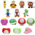 Super Mario Bros. Mario Luigi Goomba Yoshi Plush Toys Pillow Pokeys Bowser Mushroom Princess Peach Hats Soft Stuffed Dolls Gift. 
