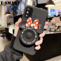 For Itel A27 Case Makeup Mirror Soft Cute Cartoon Camera Stand Silicone Cases for Itel A27 Back Cover Casing.