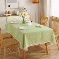 7WLO small fresh kindergarten tablecloth upholstery cotton linen simple lace desk mat student rectangular lattice tea.