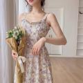 Spaghetti Strap Dress Women French Elegant Vintage Floral Dress Sweet 2021 Summer Fashion Clothing Party One Piece Dress Korean. 