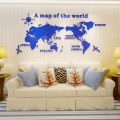 World Map Wall 3D Acrylic Wall Stickers Three-dimensional Mirror Stickers Bedroom Office Background Wall Decoration Stickers.