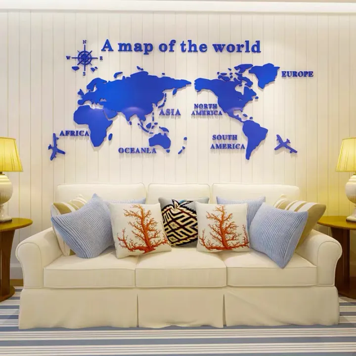 World%20Map%20Wall%203D%20Acrylic%20Wall%20Stickers%20Three-dimensional%20Mirror%20Stickers%20Bedroom%20Office%20Background%20Wall%20Decoration%20Stickers%20-%20Image%202