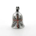Fashion Red Cross Guardian Angel Wings Bell Motorcycle Bell Keychain Men||||'s Biker Exorcist Amulet Lucky Jewelry Accessory.
