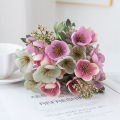 Artificial Flower Silk camellia eucalyptus leaves Bride Bouquet For Wedding Home Decoration Accessory Indoor outdoor flower. 