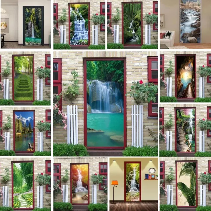 Natural Scenery Door Wallpaper Home Decor Self-adhesive Waterproof ...