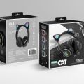 New STN-28 Cat Ear Over-Ear Bluetooth Headset Flashing Luminous 5.0 Wireless Sports Leisure Card Folding. 