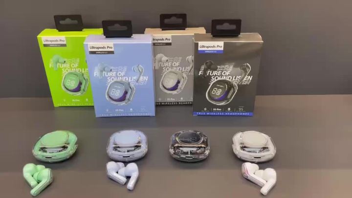 Ultrapods Pro True Wireless Earbuds with Display Transparent Design, Bluetooth 5.3 Water Proof