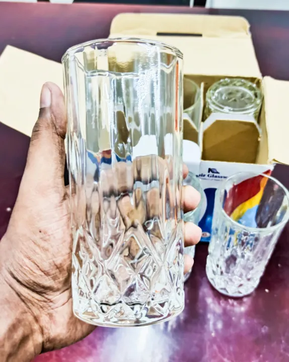 Everyday%20Use%20good%20quality%20strong%20crystal%20clear%20unique%20design%20Heavy%20350%20Ml%20Drinking%20Water%20glass%20set%206%20pcs%20-%20Image%202