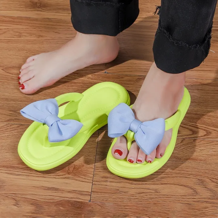2023%20Summer%20Bow%20Flip%20Flops%20Women%20Ladies%20Cute%20Soft%20Sole%20Eva%20Beach%20Slippers%20Fashion%20Sandals%20House%20Bathroom%20Non-Slip%20Shoes%20Slides%20-%20Image%204