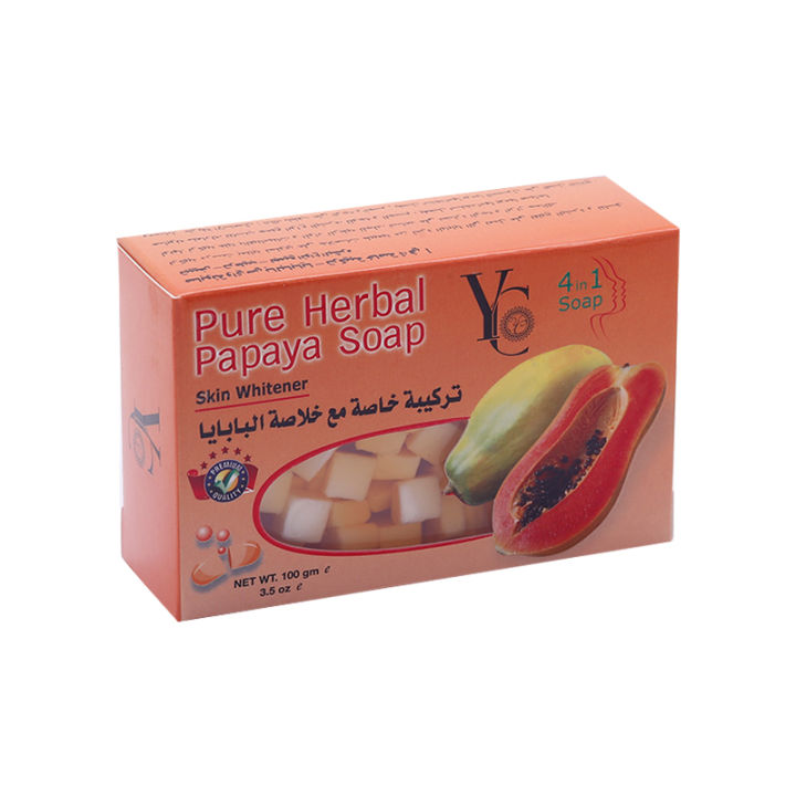 YC%20Pure%20Herbal%20Papaya%20Skin%20Whitener%204%20in%201%20Soap%20100gm%20-%20Image%204