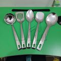5 pcs stainless steel silver color mittor polish Serving spoon set long rice spoon,Soup Spoon, slotted spoon,rice spoon yogurt spoon 4 pcs cookware set.