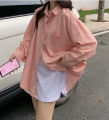 Pink Shirt Women's Spring and Summer 2022 New Lazy Wind Loose Long Sleeve Top Small Shirt Sun Protection Coat.