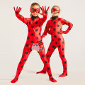 Children's Anime Ladybird Costume with Leotard Blinder Mask Bell Girl Cosplay Carnival Party Stage Performance Clothing for Kids Shapewear. 
