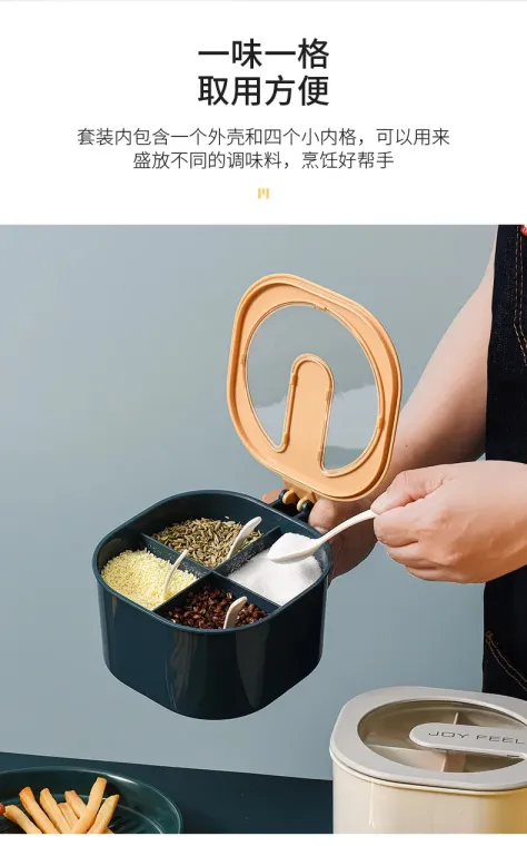 4 In 1 Condiment Jars Seasoning Box Set Spice Storage Spice Containers With Serving Spoons - Organize Kitchen With This Versatile Condiment Jars Set