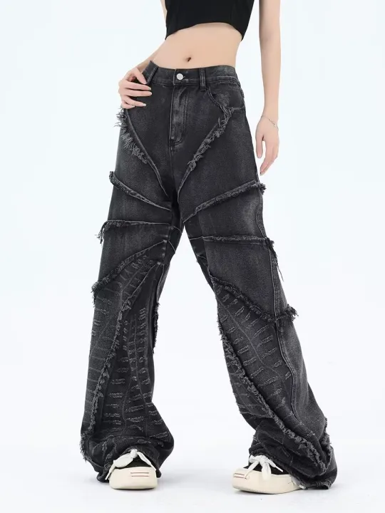 BAGGY%20JEANS%20American%20Style%20Retro%20Damage%20Feeling%20Spider%20Web%20Raw%20Hem%20Jeans%20Men's%20European%20and%20American%20Style%20Fried%20Street%20Loose%20Trousers%20-%20Image%206