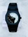 Aura Arabic Watch for Men – Black Quartz Wrist Watch | Matte Black Octagonal Design | Premium Metal Strap | Includes Gift Box.