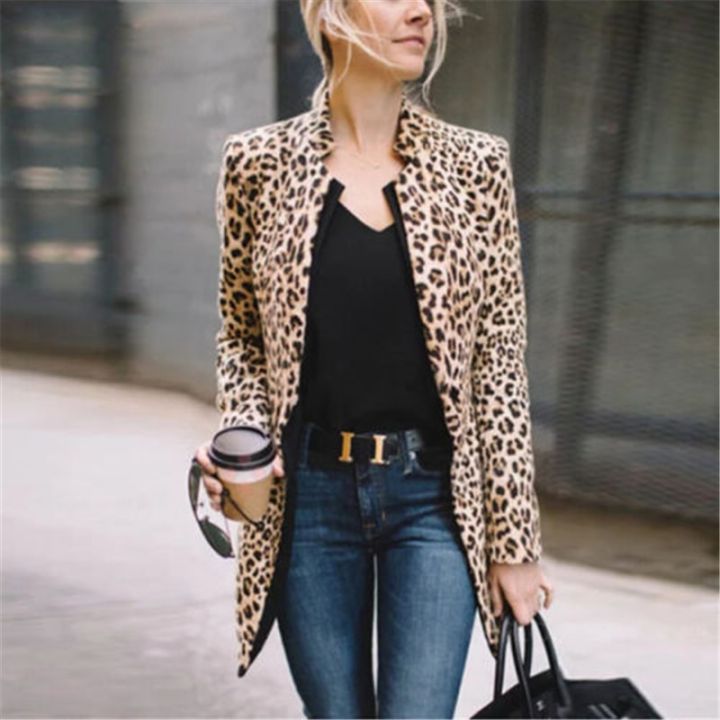 Fashion Women Leopard Print Blazer Women New 2019 Ladies Jackets