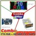 P10 RGB 7 Color LED module 32x16 Pixel + HD-WF1 Wifi Color Led Controller + 5V A Power Supply Combo Package for colorful LED Signboard Operate Android Apps Text Animation Effect Scrolling message Digital Clock. 