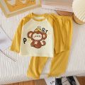 New Baby Boys Girls Warm Pajamas Kids Cute Cartoon Animal O-Neck T-Shirt Tops with Pants Pyjamas Children's Autumn Clothing Sets.