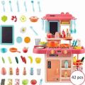 42 Pcs Toy Kitchen Set | Real Tap Water | Burner Sound and Gas Steam..