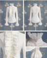Victorian Flounce Blouse Women OL Office Ladies Business White Shirt High Neck Frilly Ruffle Cuffs Shirts Female Blouses.