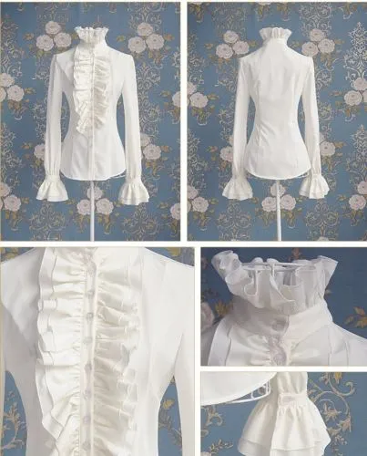 Victorian%20Flounce%20Blouse%20Women%20OL%20Office%20Ladies%20Business%20White%20Shirt%20High%20Neck%20Frilly%20Ruffle%20Cuffs%20Shirts%20Female%20Blouses%20-%20Image%207