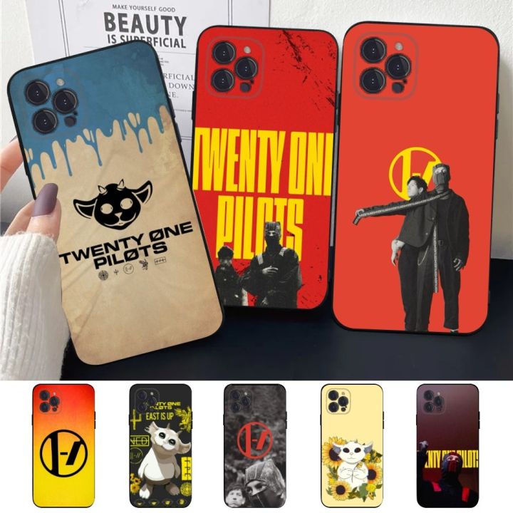 T-Twenty one pilots Phone Case For Apple iPhone 15,14,13,12,11,XS,XR,X,8,7,Pro,Max,Plus,mini Silicone Black Cover