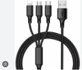 Fast Charging 3-in-1 Metal Data Cable - Micro, Type-C, and Apple Compatible. 
