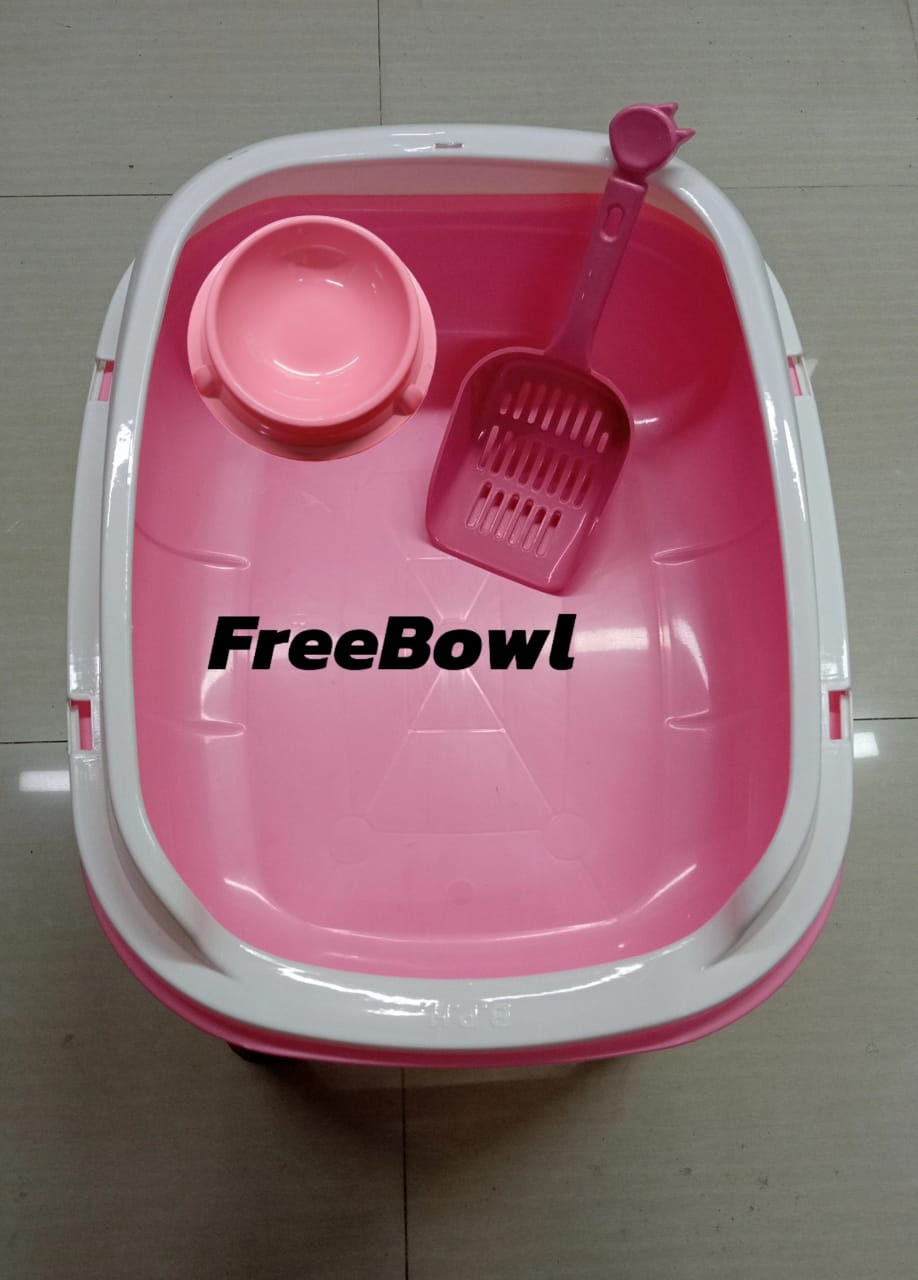 Cat Litter Box with Scoop & Free Bowl