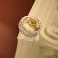 Italian Bratti weave engraved gold vintage court style cut-out pattern hand-brushed roll-on lace ring. 